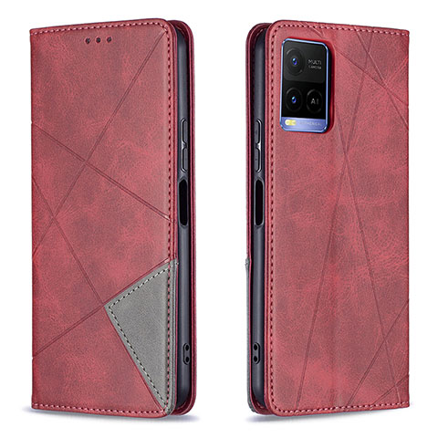 Coque Portefeuille Livre Cuir Etui Clapet B07F pour Vivo Y21G Rouge