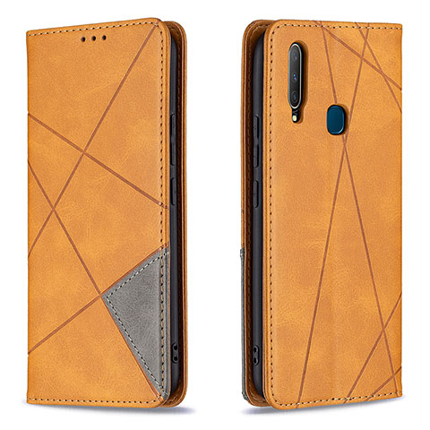 Coque Portefeuille Livre Cuir Etui Clapet B07F pour Vivo Y3 Brun Clair