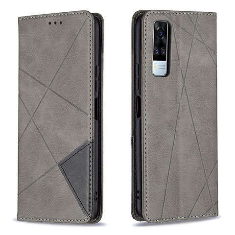 Coque Portefeuille Livre Cuir Etui Clapet B07F pour Vivo Y31 (2021) Gris