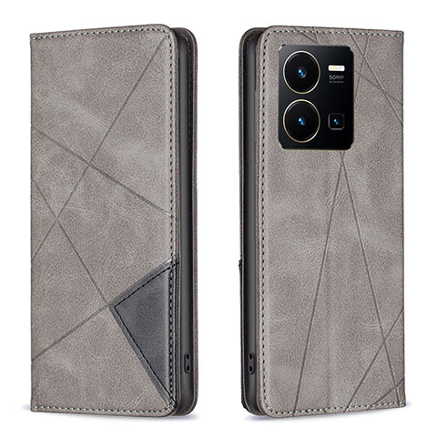 Coque Portefeuille Livre Cuir Etui Clapet B07F pour Vivo Y35 4G Gris