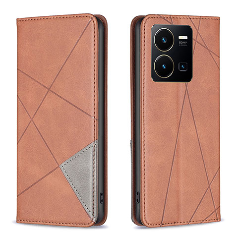 Coque Portefeuille Livre Cuir Etui Clapet B07F pour Vivo Y35 4G Marron