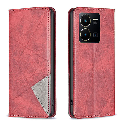 Coque Portefeuille Livre Cuir Etui Clapet B07F pour Vivo Y35 4G Rouge