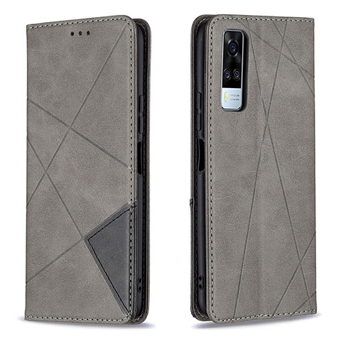 Coque Portefeuille Livre Cuir Etui Clapet B07F pour Vivo Y51A Gris