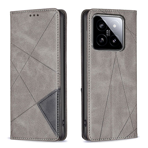 Coque Portefeuille Livre Cuir Etui Clapet B07F pour Xiaomi Mi 14 5G Gris