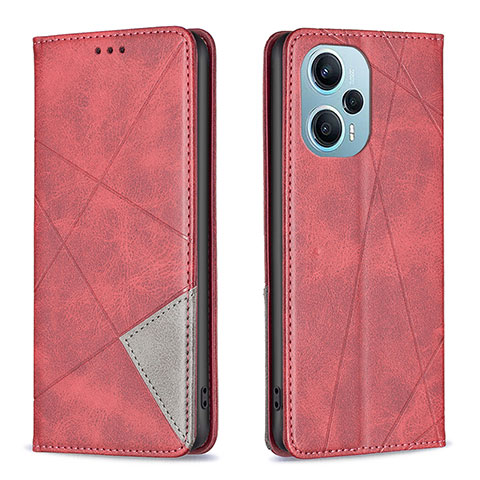 Coque Portefeuille Livre Cuir Etui Clapet B07F pour Xiaomi Poco F5 5G Rouge