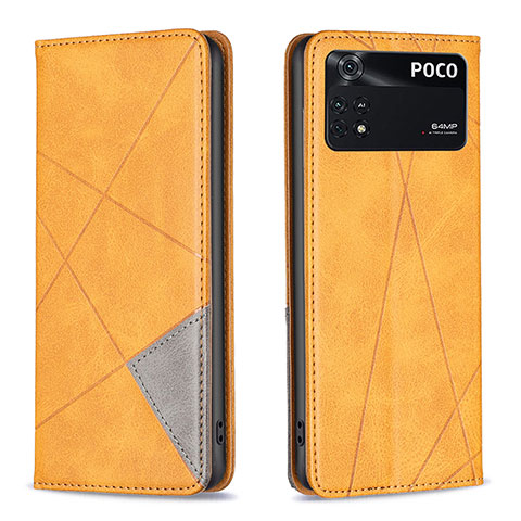 Coque Portefeuille Livre Cuir Etui Clapet B07F pour Xiaomi Poco M4 Pro 4G Brun Clair