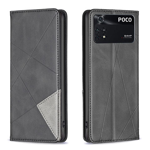 Coque Portefeuille Livre Cuir Etui Clapet B07F pour Xiaomi Poco M4 Pro 4G Noir