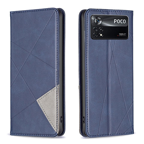Coque Portefeuille Livre Cuir Etui Clapet B07F pour Xiaomi Poco X4 Pro 5G Bleu