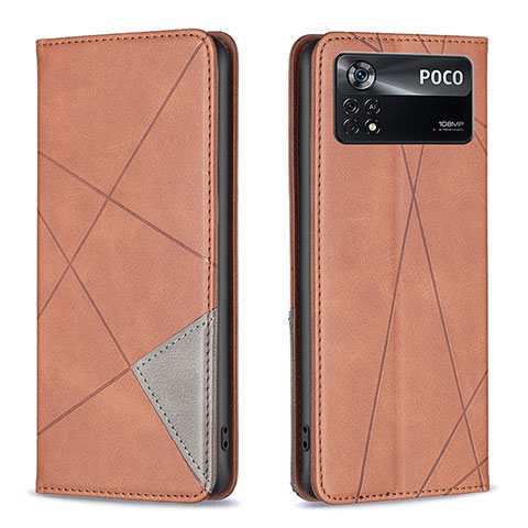 Coque Portefeuille Livre Cuir Etui Clapet B07F pour Xiaomi Poco X4 Pro 5G Marron