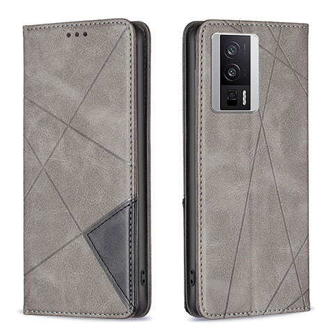 Coque Portefeuille Livre Cuir Etui Clapet B07F pour Xiaomi Redmi K60 5G Gris