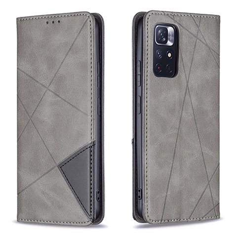 Coque Portefeuille Livre Cuir Etui Clapet B07F pour Xiaomi Redmi Note 11 5G Gris