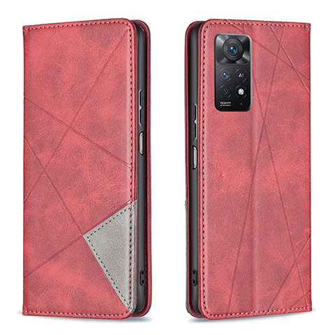 Coque Portefeuille Livre Cuir Etui Clapet B07F pour Xiaomi Redmi Note 11 Pro 4G Rouge