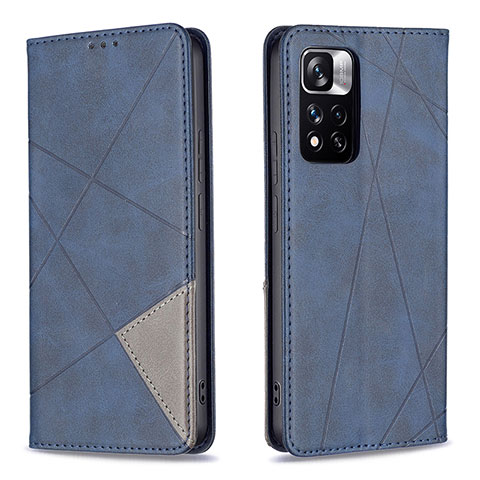 Coque Portefeuille Livre Cuir Etui Clapet B07F pour Xiaomi Redmi Note 11 Pro+ Plus 5G Bleu