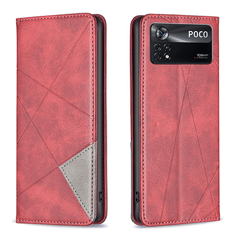 Coque Portefeuille Livre Cuir Etui Clapet B07F pour Xiaomi Redmi Note 11E Pro 5G Rouge