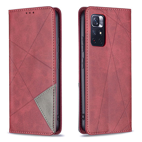 Coque Portefeuille Livre Cuir Etui Clapet B07F pour Xiaomi Redmi Note 11S 5G Rouge