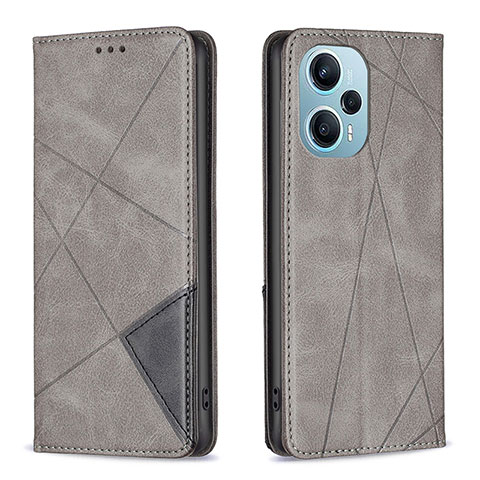 Coque Portefeuille Livre Cuir Etui Clapet B07F pour Xiaomi Redmi Note 12 Turbo 5G Gris