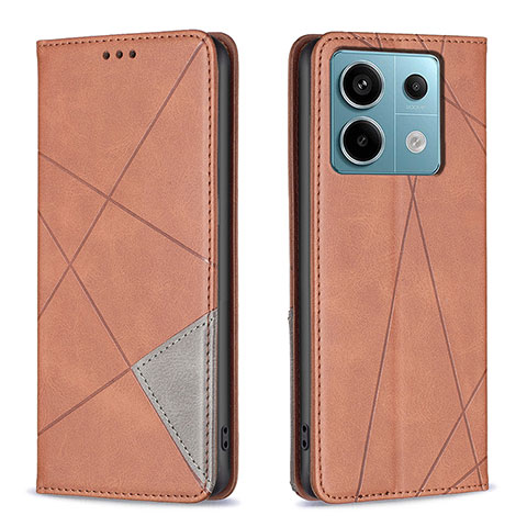 Coque Portefeuille Livre Cuir Etui Clapet B07F pour Xiaomi Redmi Note 13 Pro 5G Marron