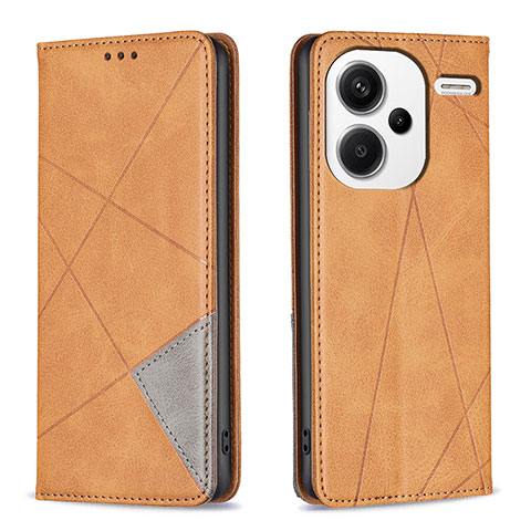 Coque Portefeuille Livre Cuir Etui Clapet B07F pour Xiaomi Redmi Note 13 Pro+ Plus 5G Brun Clair