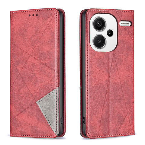 Coque Portefeuille Livre Cuir Etui Clapet B07F pour Xiaomi Redmi Note 13 Pro+ Plus 5G Rouge