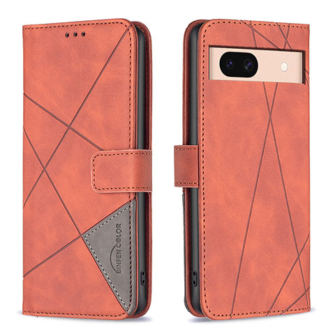 Coque Portefeuille Livre Cuir Etui Clapet B08F pour Google Pixel 8a 5G Orange