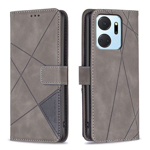 Coque Portefeuille Livre Cuir Etui Clapet B08F pour Huawei Honor X7a Gris