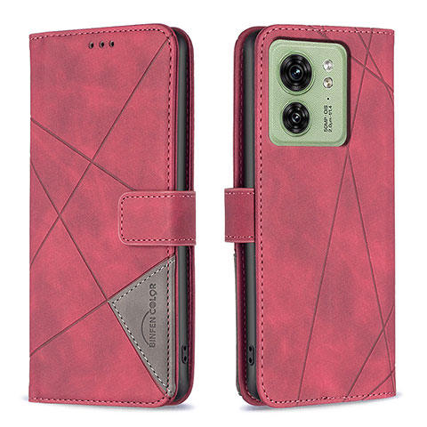 Coque Portefeuille Livre Cuir Etui Clapet B08F pour Motorola Moto Edge 40 5G Rouge