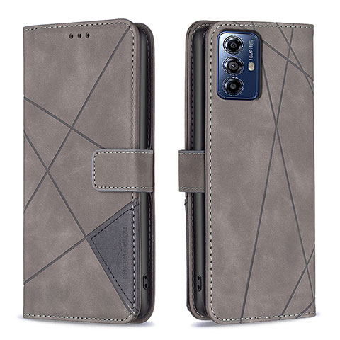 Coque Portefeuille Livre Cuir Etui Clapet B08F pour Motorola Moto G Play (2023) Gris