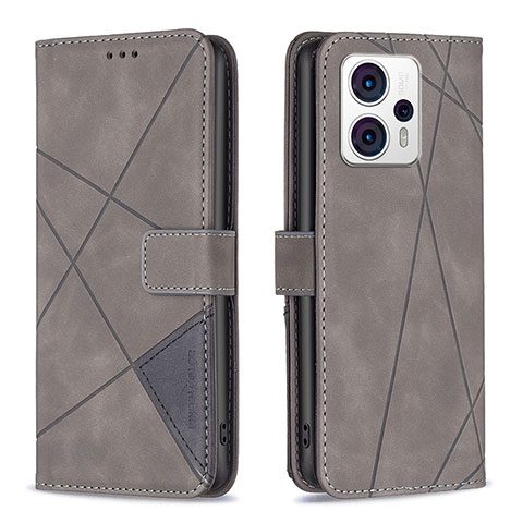 Coque Portefeuille Livre Cuir Etui Clapet B08F pour Motorola Moto G13 Gris