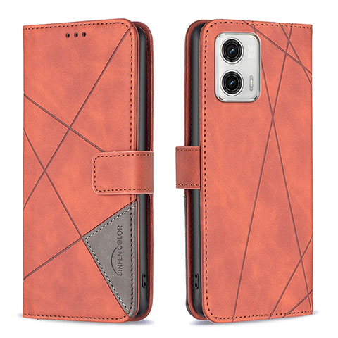 Coque Portefeuille Livre Cuir Etui Clapet B08F pour Motorola Moto G73 5G Orange