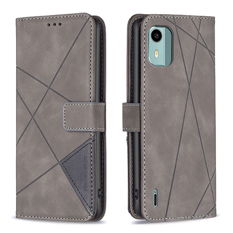 Coque Portefeuille Livre Cuir Etui Clapet B08F pour Nokia C12 Gris