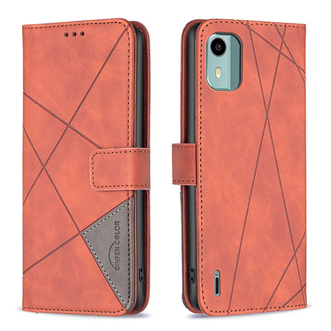 Coque Portefeuille Livre Cuir Etui Clapet B08F pour Nokia C12 Plus Orange