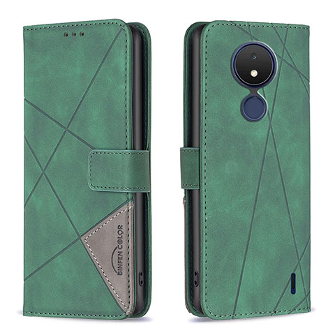 Coque Portefeuille Livre Cuir Etui Clapet B08F pour Nokia C21 Vert