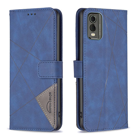 Coque Portefeuille Livre Cuir Etui Clapet B08F pour Nokia C210 Bleu