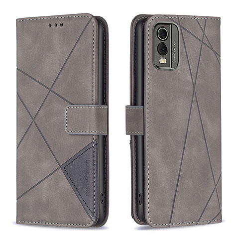 Coque Portefeuille Livre Cuir Etui Clapet B08F pour Nokia C210 Gris