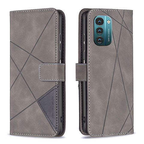 Coque Portefeuille Livre Cuir Etui Clapet B08F pour Nokia G11 Gris