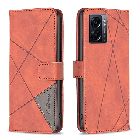 Coque Portefeuille Livre Cuir Etui Clapet B08F pour Oppo A77 5G Orange