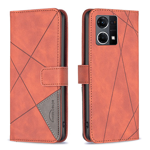 Coque Portefeuille Livre Cuir Etui Clapet B08F pour Oppo F21s Pro 4G Orange