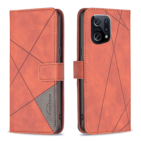 Coque Portefeuille Livre Cuir Etui Clapet B08F pour Oppo Find X5 5G Orange