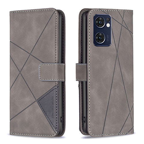 Coque Portefeuille Livre Cuir Etui Clapet B08F pour Oppo Find X5 Lite 5G Gris