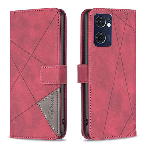 Coque Portefeuille Livre Cuir Etui Clapet B08F pour Oppo Find X5 Lite 5G Rouge