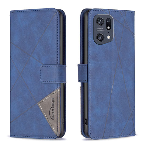 Coque Portefeuille Livre Cuir Etui Clapet B08F pour Oppo Find X5 Pro 5G Bleu