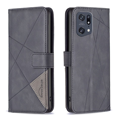 Coque Portefeuille Livre Cuir Etui Clapet B08F pour Oppo Find X5 Pro 5G Noir