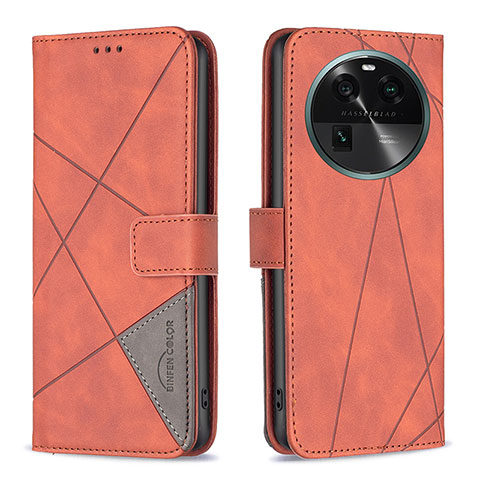 Coque Portefeuille Livre Cuir Etui Clapet B08F pour Oppo Find X6 5G Orange