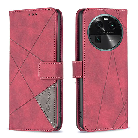 Coque Portefeuille Livre Cuir Etui Clapet B08F pour Oppo Find X6 Pro 5G Rouge