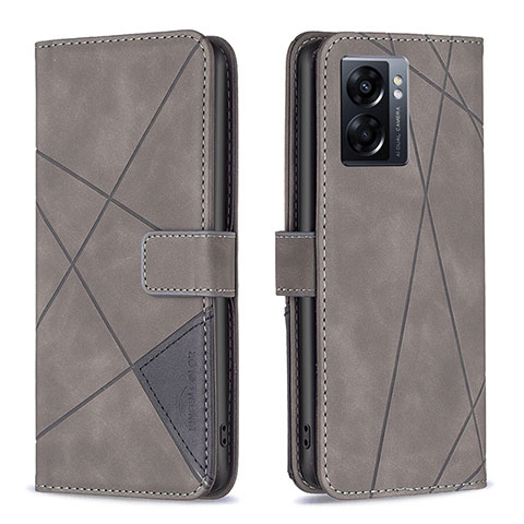 Coque Portefeuille Livre Cuir Etui Clapet B08F pour Oppo K10 5G India Gris