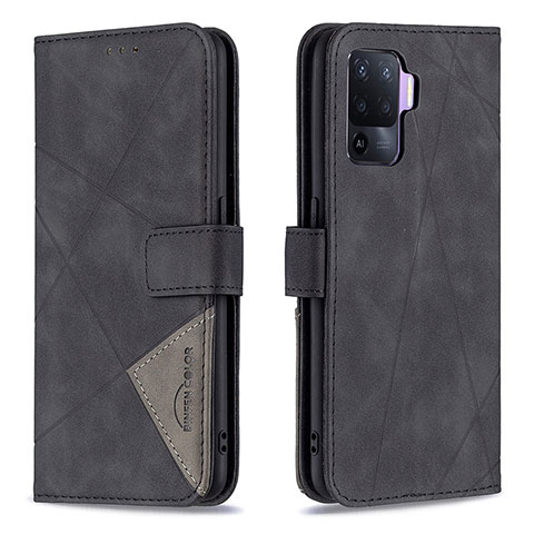 Coque Portefeuille Livre Cuir Etui Clapet B08F pour Oppo Reno5 F Noir