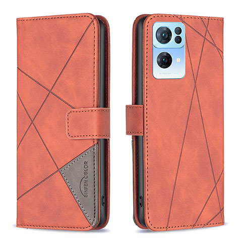 Coque Portefeuille Livre Cuir Etui Clapet B08F pour Oppo Reno7 Pro 5G Orange