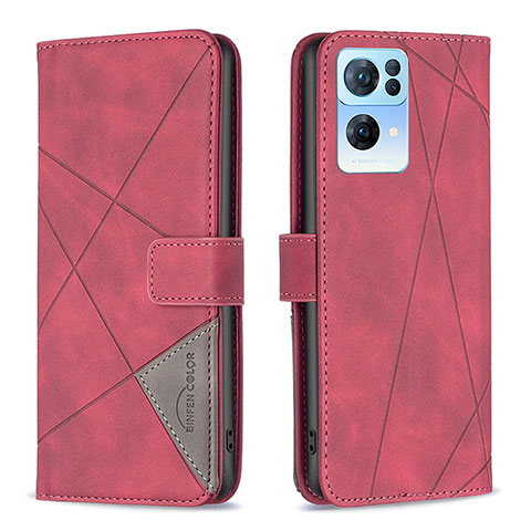 Coque Portefeuille Livre Cuir Etui Clapet B08F pour Oppo Reno7 Pro 5G Rouge