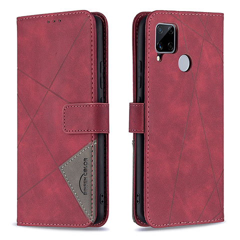 Coque Portefeuille Livre Cuir Etui Clapet B08F pour Realme 7i RMX2193 Rouge