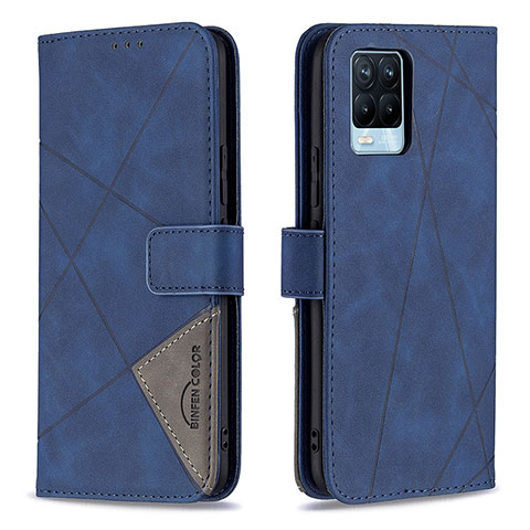 Coque Portefeuille Livre Cuir Etui Clapet B08F pour Realme 8 4G Bleu